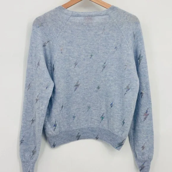 Brodie 100 % cashmere lightning Bolt iridescent jumper sweater Sz S celestial - Picture 2 of 10